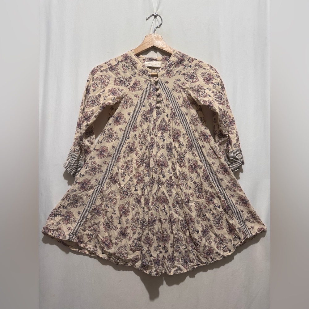Natalie Martin kids Floral Patterned Dress with Striped Accents